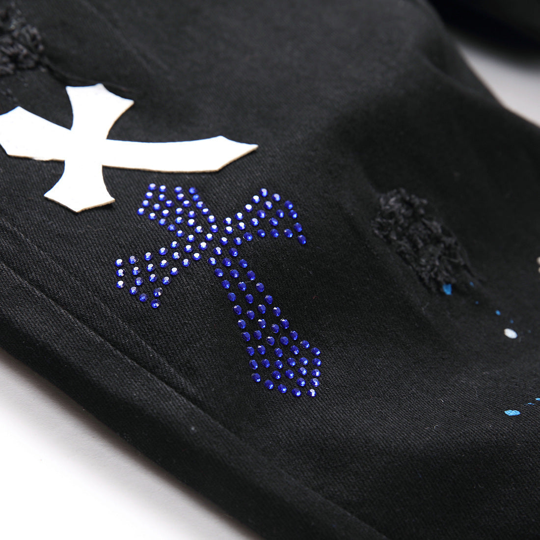 Amiri Jeans Cross Pattern Ripped Stretch Jeans