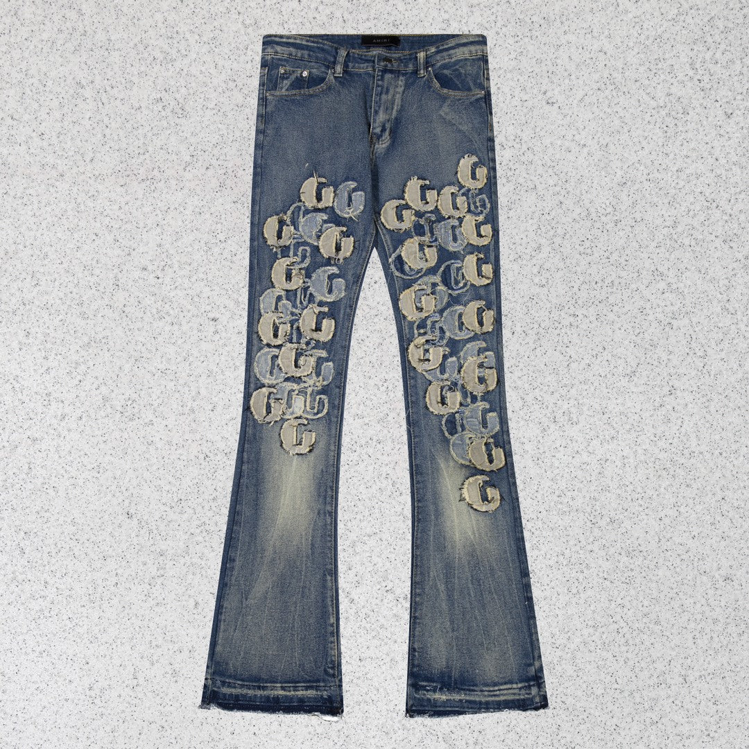 Amiri Jeans Trendy Sticker Embroidered Jeans