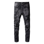 Amiri Jeans Casual Hip Hop Washed Splash-Ink Painted Slim Jeans