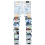Amiri Jeans Stars Ripped Stretch Jeans