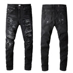 Amiri Jeans Casual Hip Hop Splash-Ink Painted Slim Jeans Men
