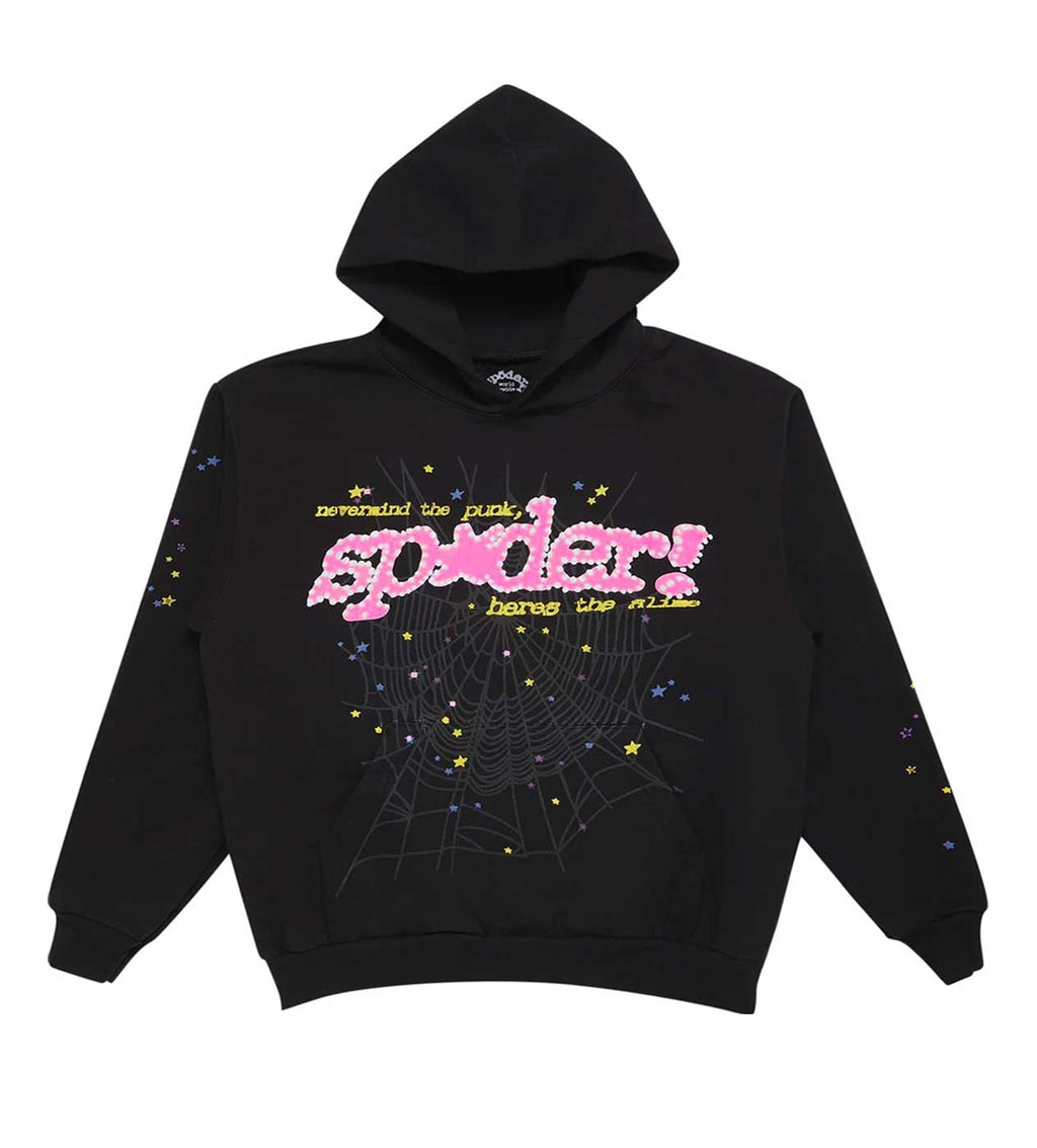 Sp5der P*nk Hoodie V2 Black