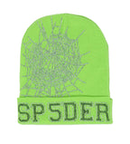 Sp5der Web Rhinestone Beanie Green